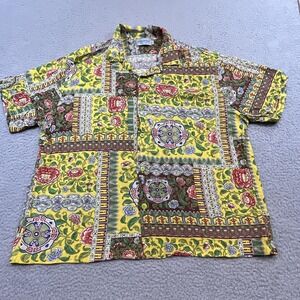 Jams World Shirt Mens XL Yellow Chrysanthemum Hawaiian Aloha Boho Hawaii USA